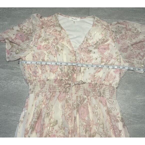 Haver & Blair London 2X  tiered skirt pink floral wedding guest party date night - Picture 2 of 8